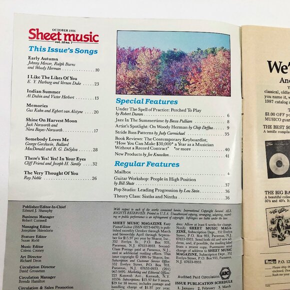 Vintage Sheet Music Magazine 1986 & 1987 Set of 4 June/July Oct. Dec. March - Picture 4 of 12